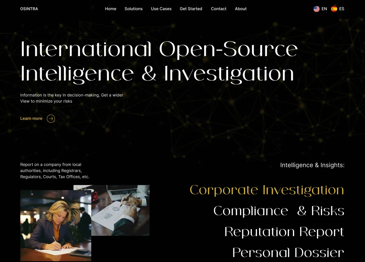 Professional Services website design example