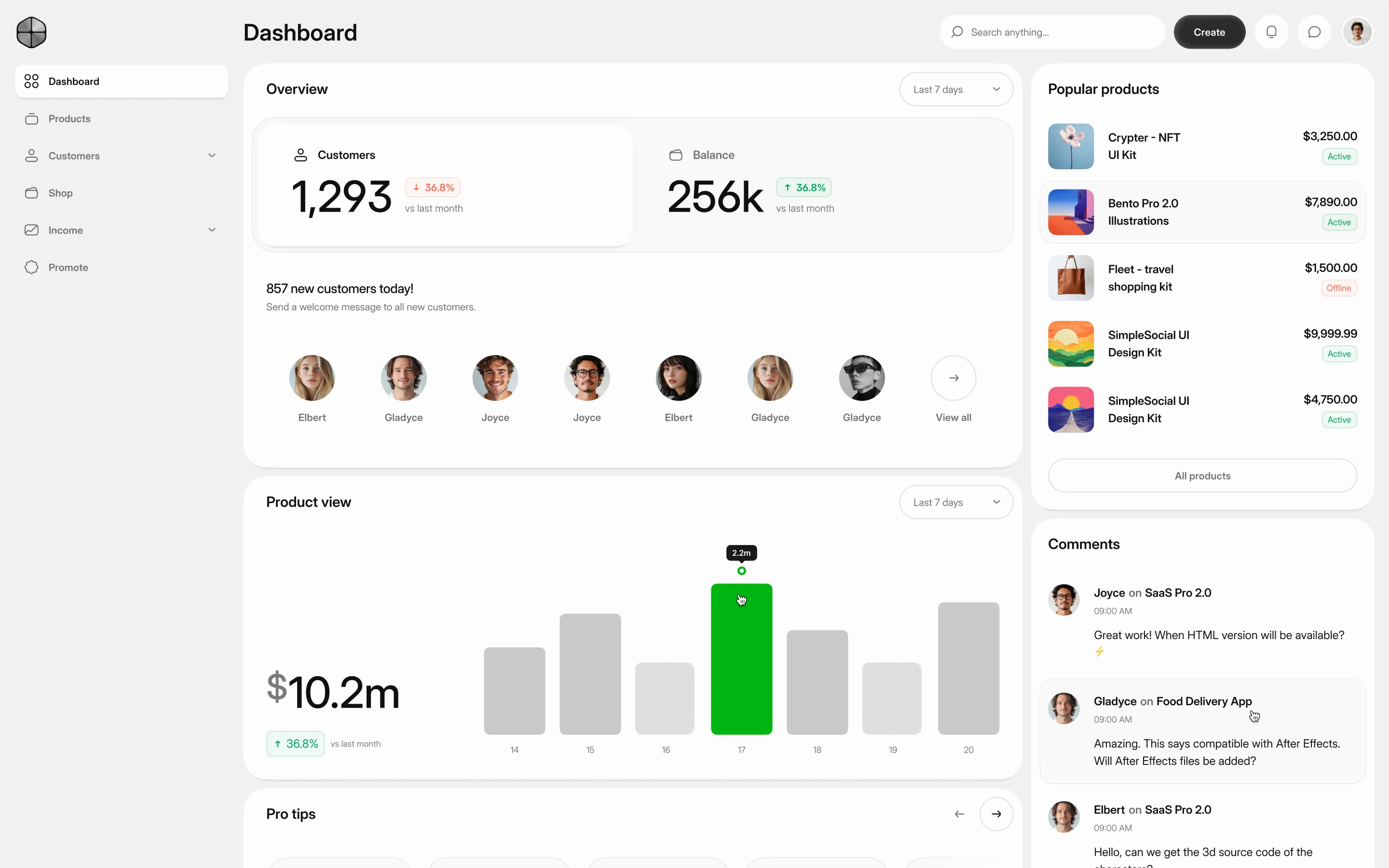 Dashboard preview for desktop