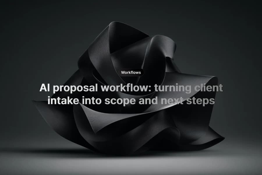 Dark abstract workflow cover showing AI proposal intake and scope preparation
