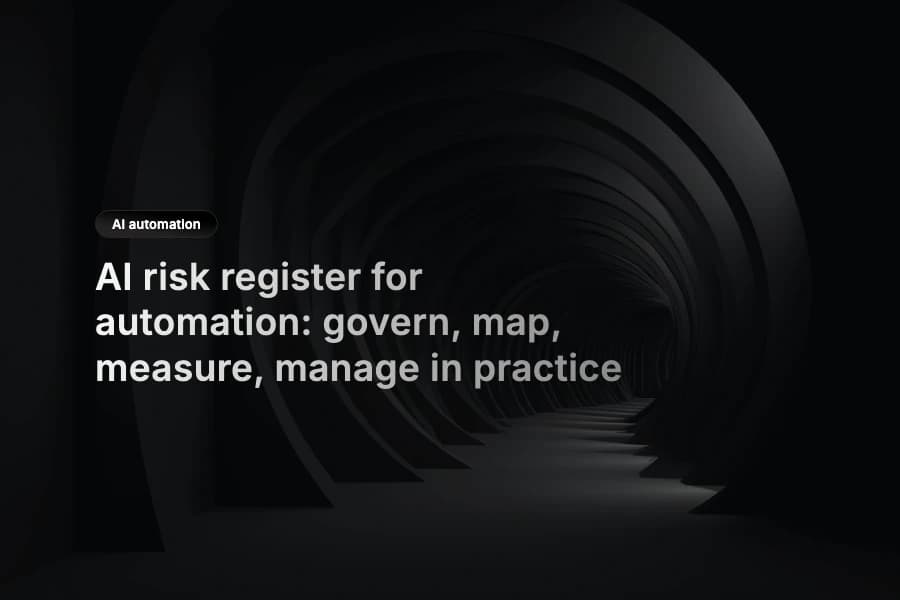 Risk register board mapping AI workflow risks across governance and operations