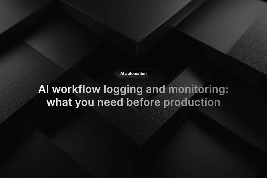 AI operations dashboard with logs, alerts, and workflow status signals