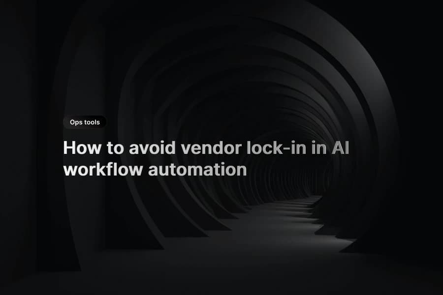 Dark abstract internal tools cover showing tunnel-like system boundaries and vendor lock-in title