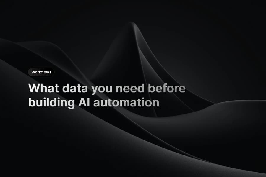 Dark abstract workflow automation cover showing structured black waves and data readiness title