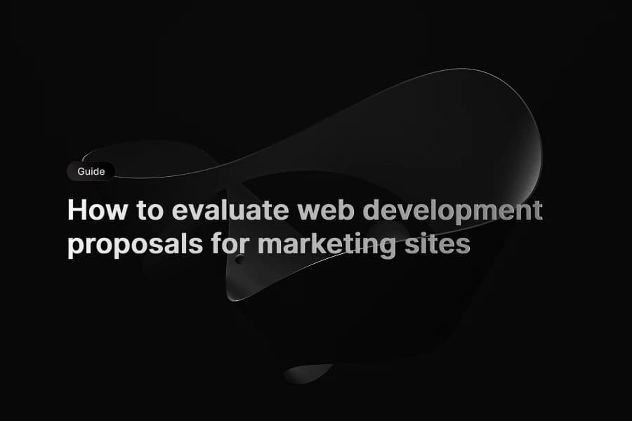 Proposal comparison table for marketing site scope, outcomes, and handoff