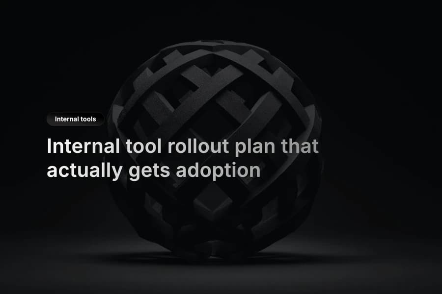 Internal tool rollout timeline with adoption checkpoints and workflow metrics