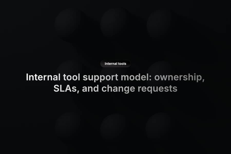 Internal tool operations board showing support ownership, SLA queues, and change requests