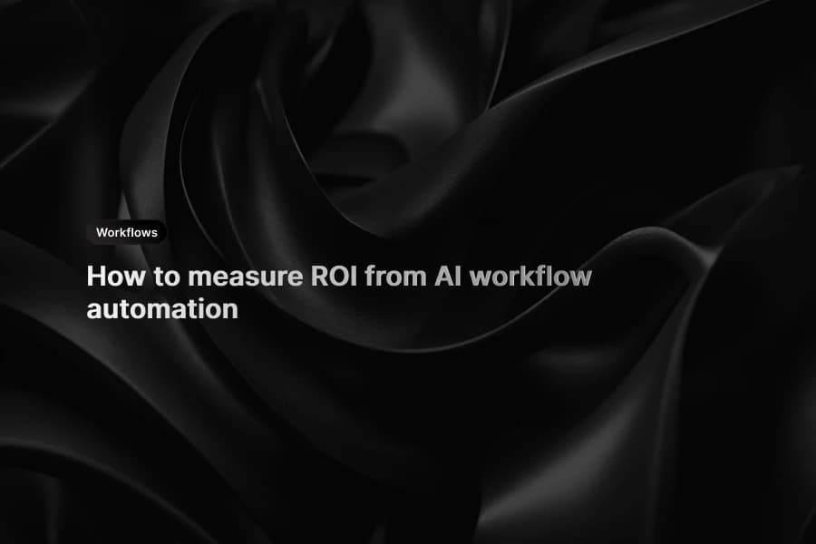 Dark abstract workflow automation cover with black folded surface and ROI measurement title