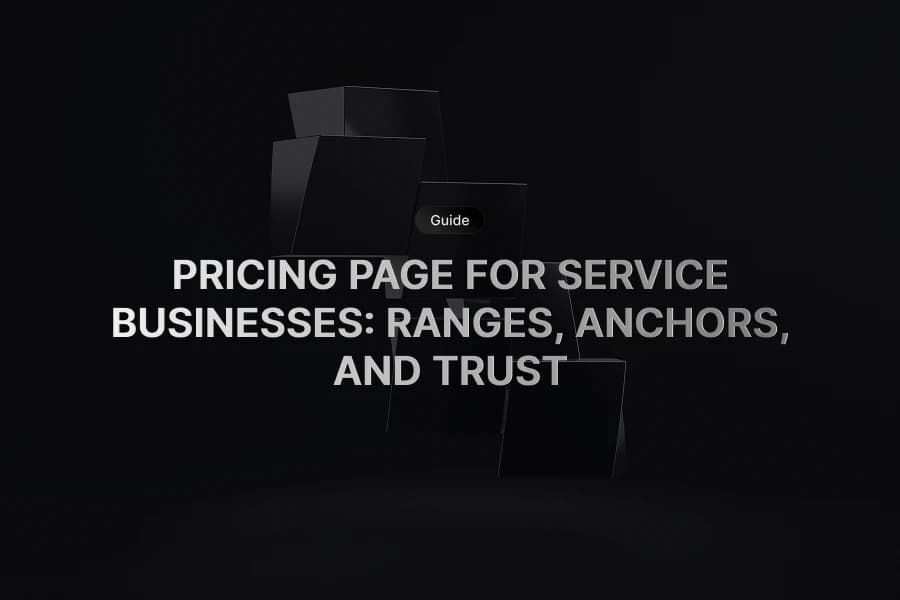 Pricing page layout with clear ranges and scope notes