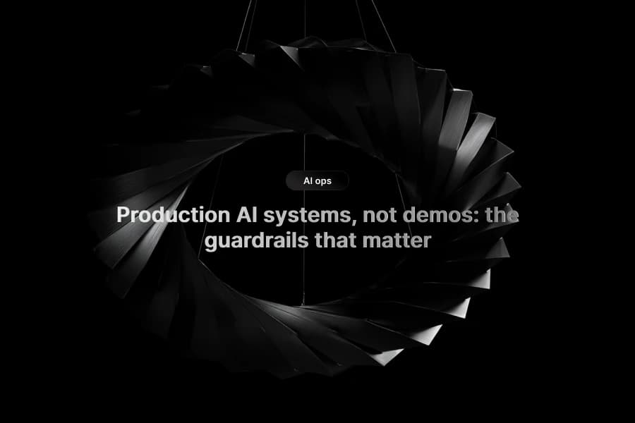Production AI control room showing workflow guardrails, monitoring, approvals, and rollback status