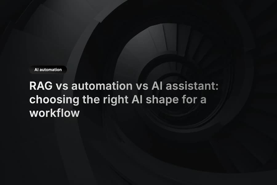 Decision tree comparing RAG systems, automation pipelines, and AI assistants
