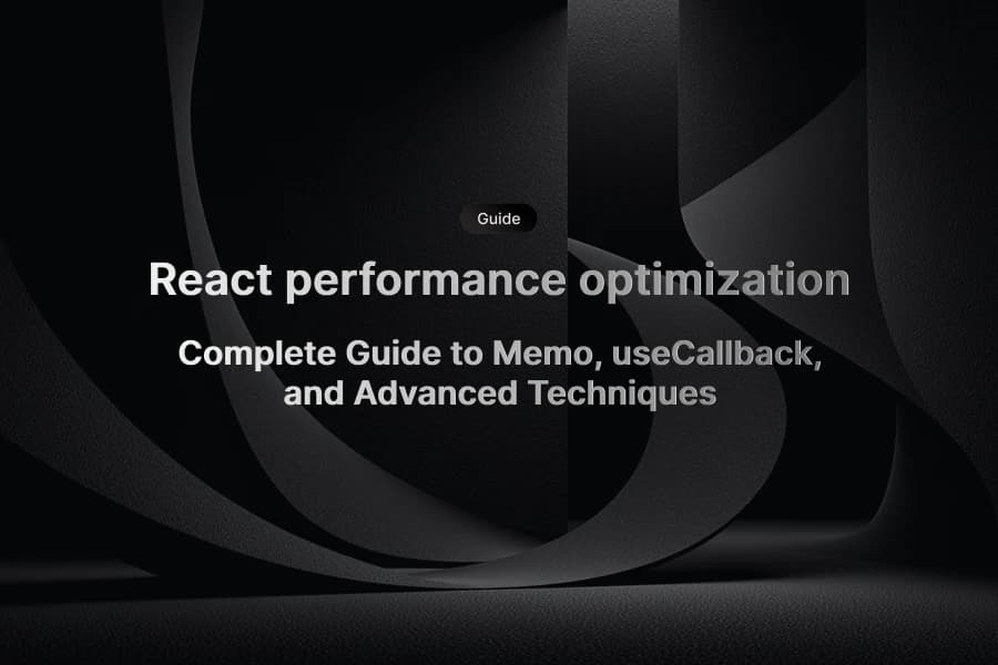 React performance optimization dashboard showing React.memo, useMemo, useCallback examples with profiling tools and bundle size analysis for fast web applications
