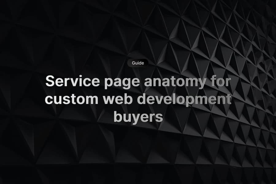 Service page wireframe showing key sections and decision points for buyers