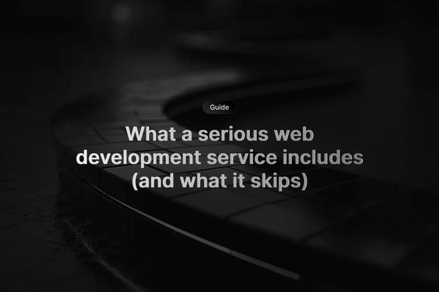 Flow showing discovery, structure, build, and launch support for a marketing site