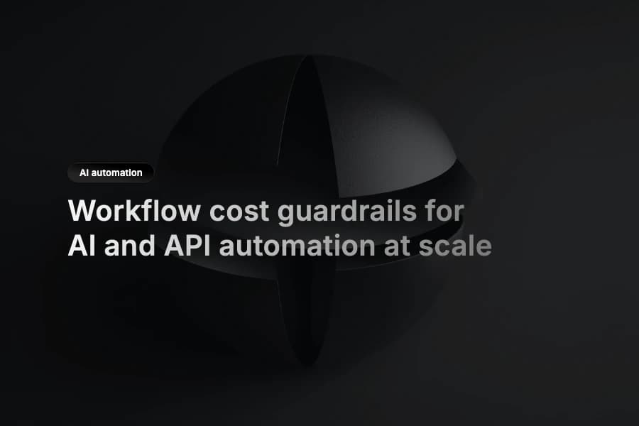 Automation control panel showing workflow budgets, alerts, and API usage trends