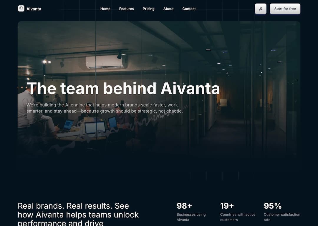Aivanta – Product website for an AI-powered SaaS brand project showcase - A multi-page marketing website for an AI-powered SaaS company—built with scalable components, strong performance, and clean responsive design. (image 3 of 3)