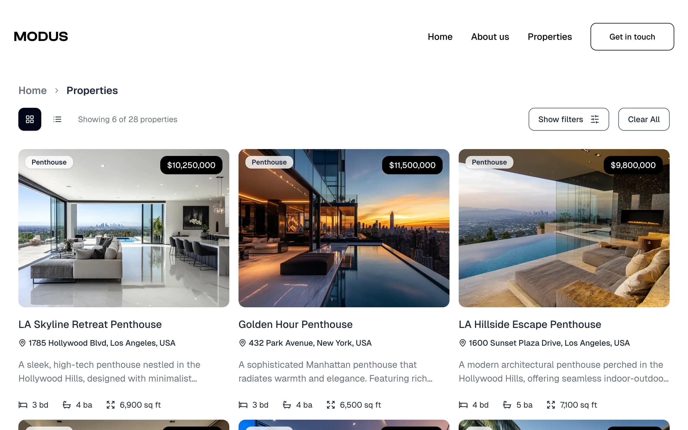 Premium property showcase - Feature showcase demonstrating Crafted visually compelling property cards with high-quality images, hierarchical specs, and elegant...