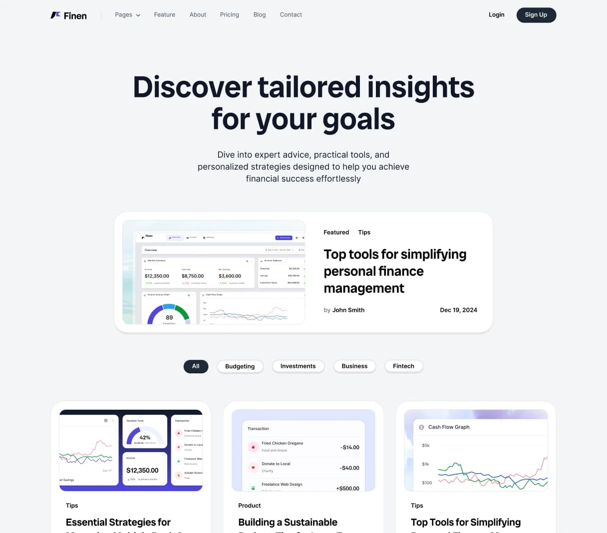 Business website interface concept with content, account actions, and reporting previews