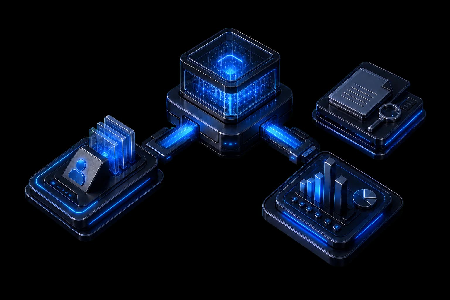A controlled AI system connecting intake, review, and customer-facing workflows
