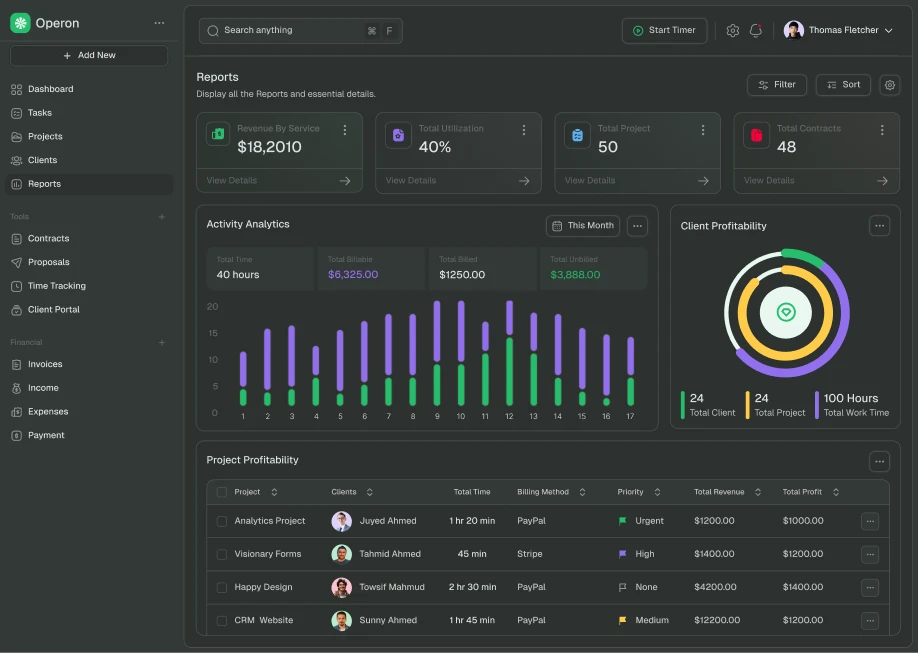 Finance and cashflow dashboard preview