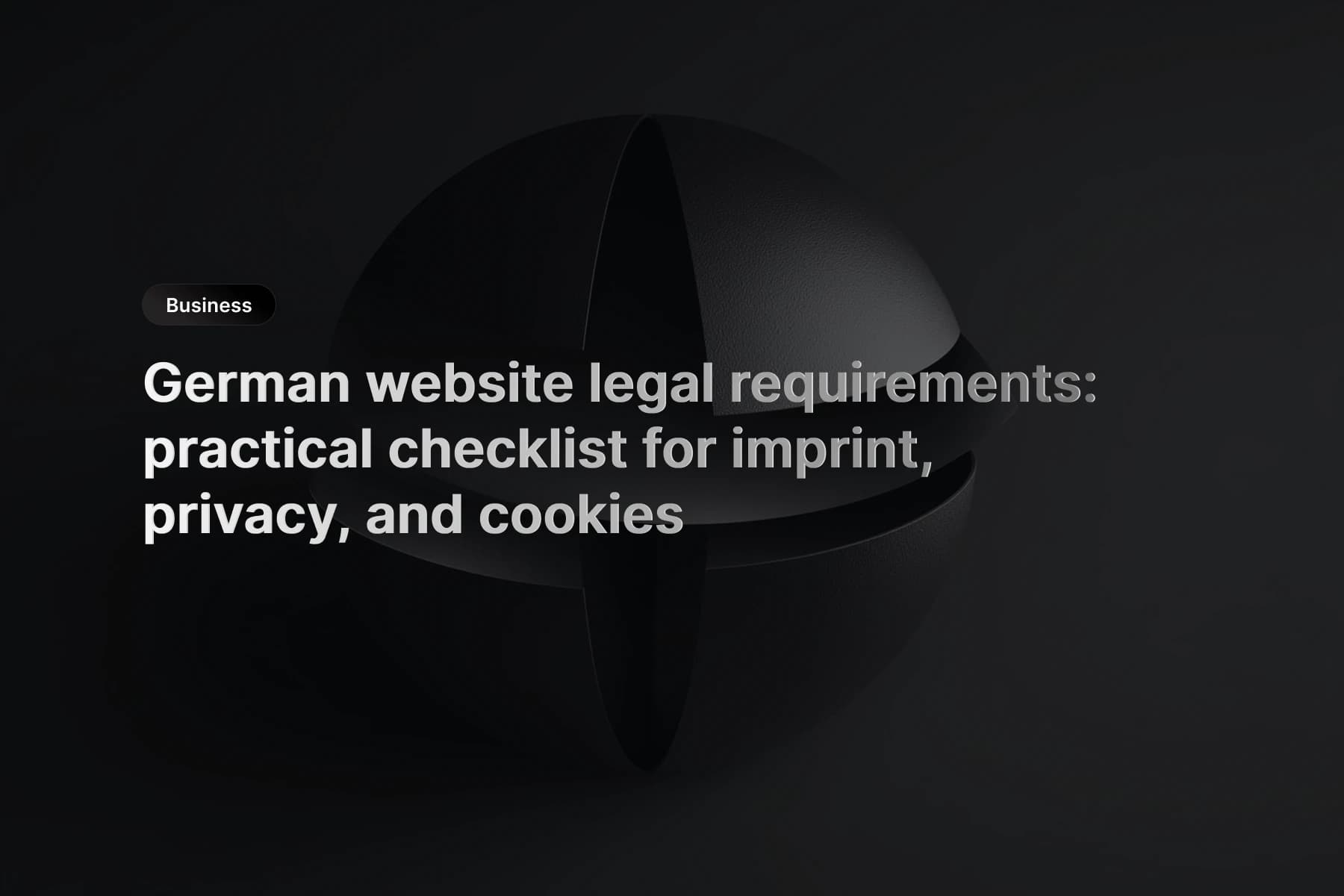 German business website layout with highlighted sections for imprint, privacy policy, and cookie banner