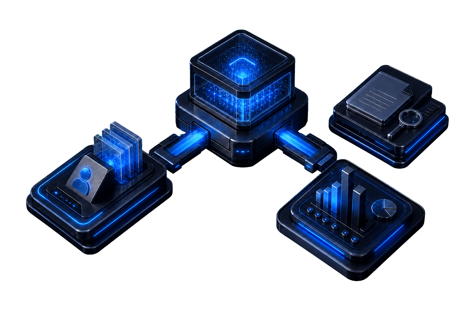 A controlled AI system connecting intake, review, and customer-facing workflows
