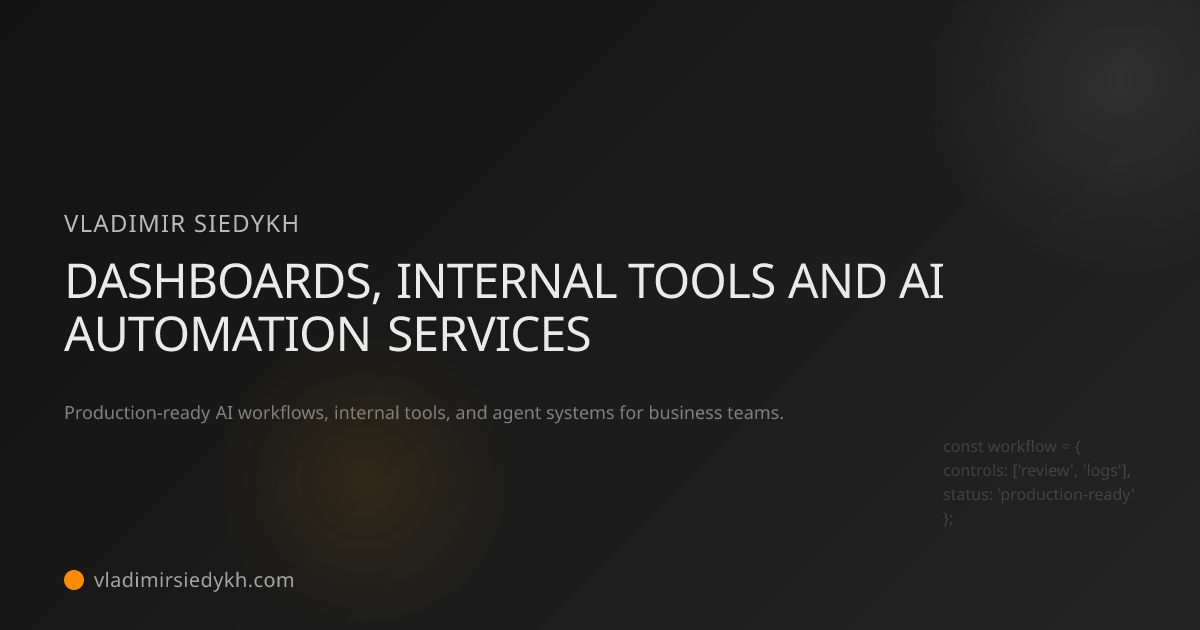 Dashboards, internal tools and AI automation services